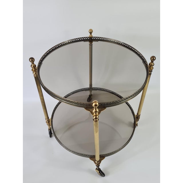 French Bar Table in Brass with Mirror-Finished Glass, 1960s For Sale - Image 9 of 13