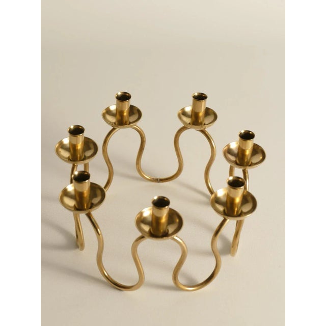 Swedish Modern Brass Candelabra by Lars Holmström for Svenskt Tenn, 1950s For Sale - Image 11 of 13