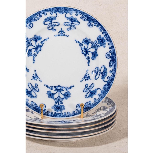 Set of 7 | Antique Burley & Co. Chicago X Copeland Plates in ‘Verbena’ Pattern (C. 1883) For Sale - Image 4 of 4