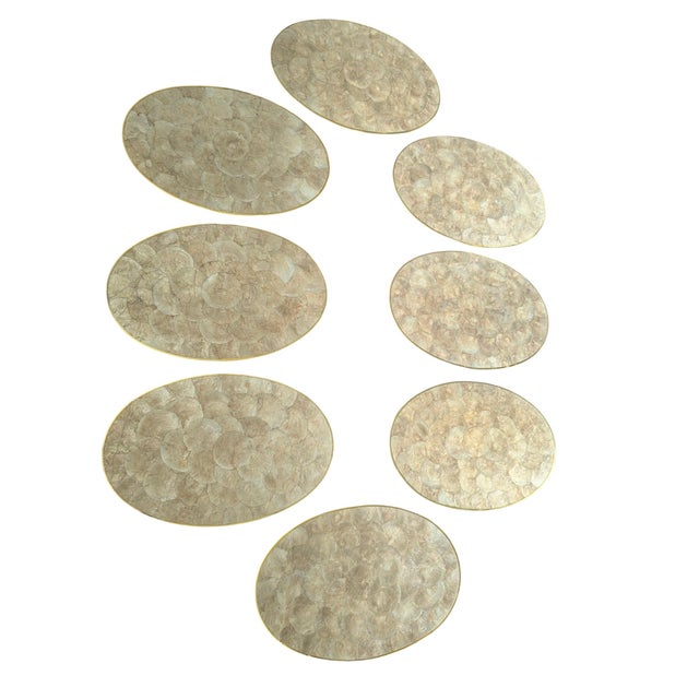 Vintage Hallie St. Mary Capiz Pearl Shell Place Mats- Set of 8 For Sale - Image 9 of 17