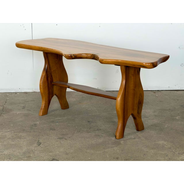 Wood Sculptural Live-Edge Bench in Walnut, 1990s For Sale - Image 7 of 7