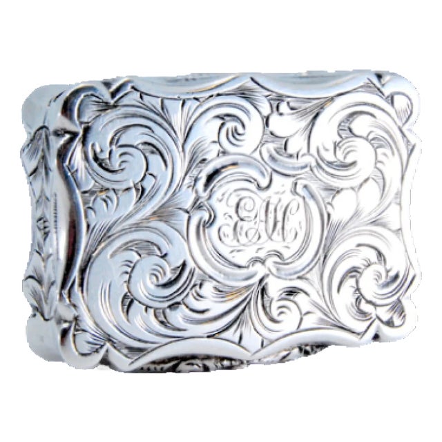 Victorian Silver and Gold Vinaigrette Box with Engravings For Sale