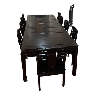 Rosewood Dining Table, 10 Chair Set, and Matching Table Pad Set of 20 For Sale