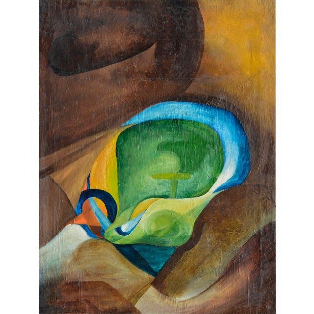 Dynamic mid-century abstract titled "Blend" by Sausalito, California bay area artist Jeffrey Simpson, (American, 20th...