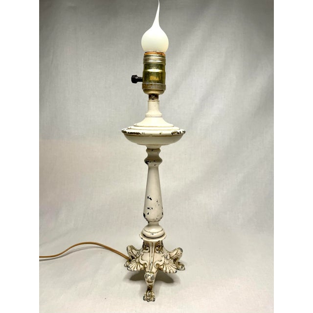 Victorian French Country Small Cream Table Lamp For Sale - Image 3 of 12