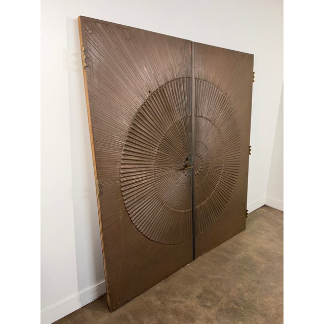 Monumental Kaylien Lustr-Metl Bronze Sunburst Double Doors For Sale In Oklahoma City - Image 6 of 15