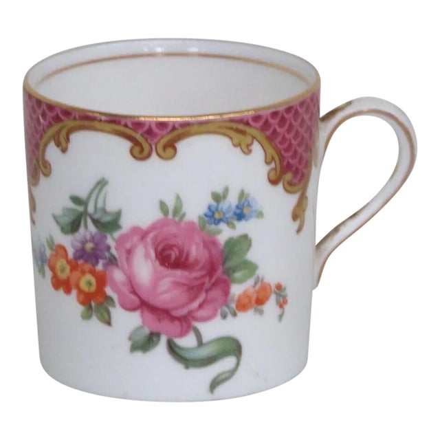 Aynsley England Bone China Pink Floral Small Demitasse Espresso Cup For Sale