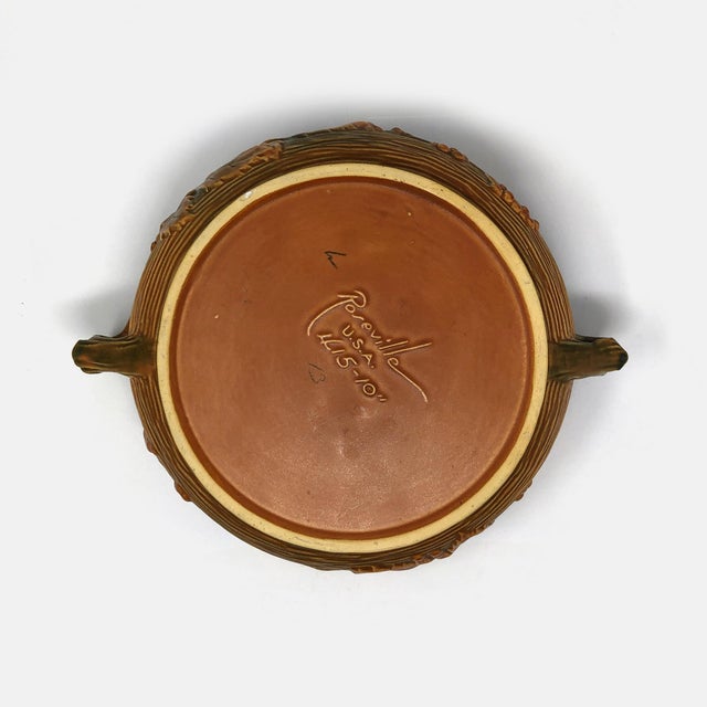 Mid 20th Century Roseville u.s.a. Pottery Bushberry Console Bowl 415-10 For Sale In Houston - Image 6 of 7