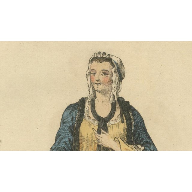 European School, Venetian Morning Dress Costume Print Lady of Venice Fashion, 1749, Paper For Sale - Image 4 of 11