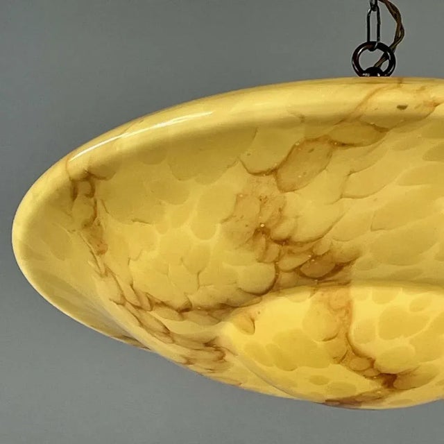 Marbled Opaline and Burnished Brass Pendant, Germany, 1930s For Sale - Image 11 of 17
