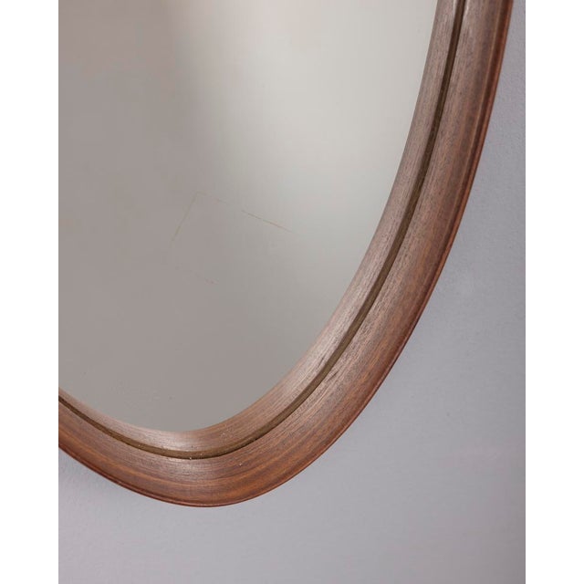 Mid-Century Modern Vintage Italian Oval Wall Mirror in Wood, 1970s For Sale - Image 3 of 9