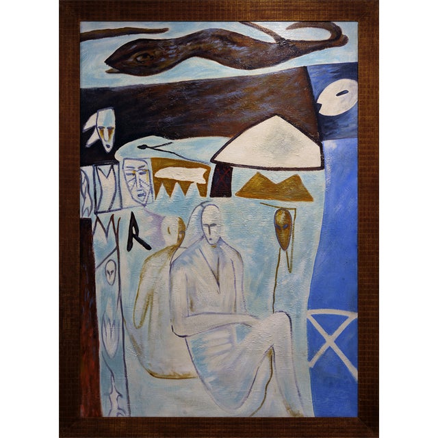 After Mimmo Paladino, Composition, 1980s, Large Oil on Canvas For Sale