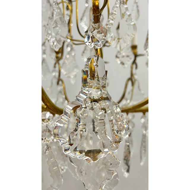 Bronze 1920s 12-Light Gilt Bronze and Crystal Chandelier in French Louis XV Style For Sale - Image 8 of 11