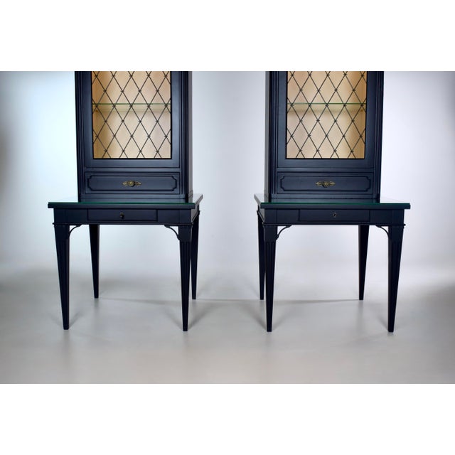 Mid 20th Century Louis XVI French Ebonized Bookcase Vitrine Cabinets, Baker Furniture, 1960's For Sale - Image 5 of 16