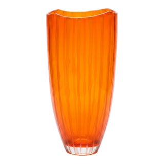 Mid-Century Cased Art Glass Vessel (C. 1970) – Tangerine & Clear For Sale