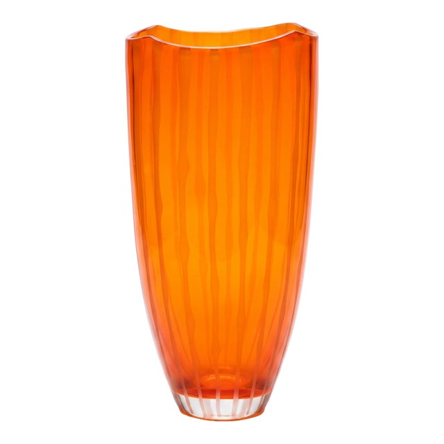 Mid-Century Cased Art Glass Vessel (C. 1970) – Tangerine & Clear For Sale