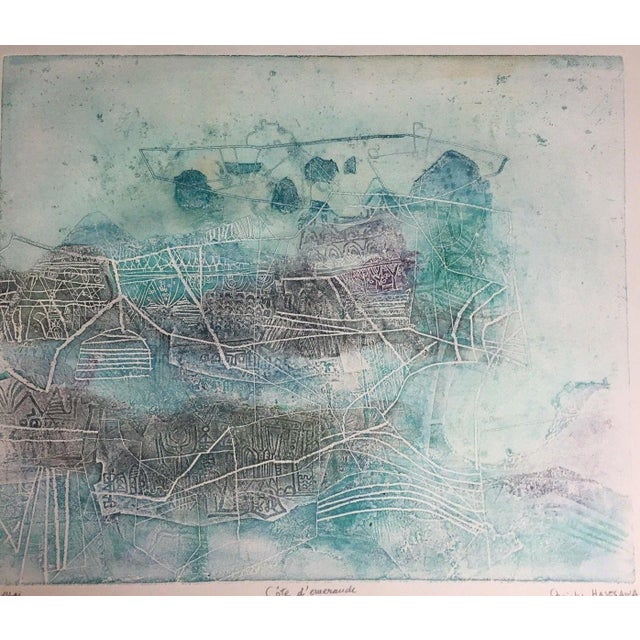 Hasegawa Shoichi Essay Print!! Emerald Coast Brittany Color Etching Top!! Approx. 49 x 58.8 cm, Arches paper approx. 56.6...