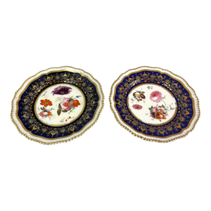1820's English Regency Hand Painted Coalport Porcelain Plates- A Pair