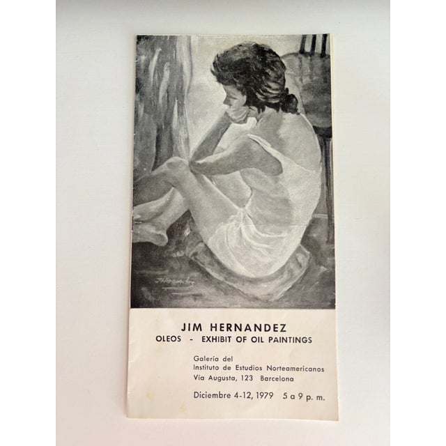 Mid-Century Figural Oil Painting by Jim Hernandez – Barcelona, 1979 For Sale - Image 10 of 11