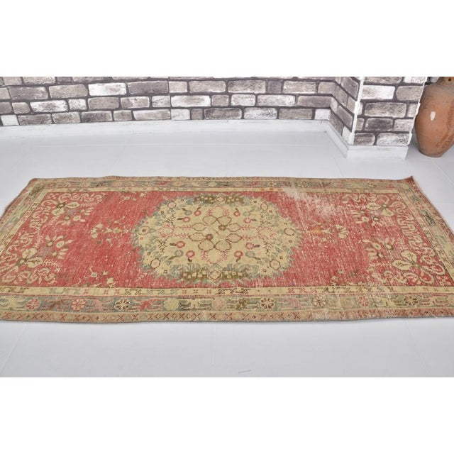 Handmade Rustic Red Wool Oushak Rug, in Flawless conditions. Designed 1960 to 1969
