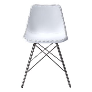 Inland Leather Side Chair, White For Sale