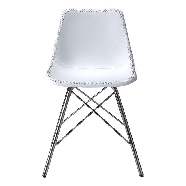 Inland Leather Side Chair, White For Sale