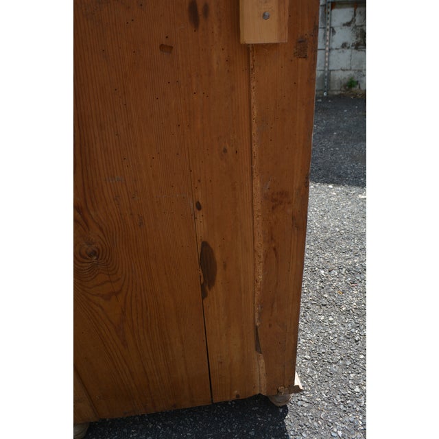 Vintage Pair Rustic Pine Wood Nightstands W/ Drawer / Cupboard & Back Splash For Sale - Image 17 of 18