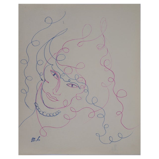 Marie Laurencin, Woman with Pearls, Original Pencil Drawing For Sale