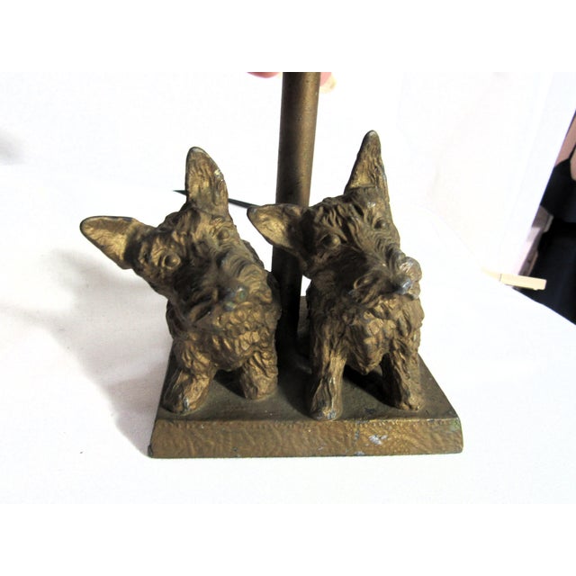 Art Deco Vintage Iron Scotty Dog Lamp + Shade Electric Table Lamp For Sale - Image 3 of 14