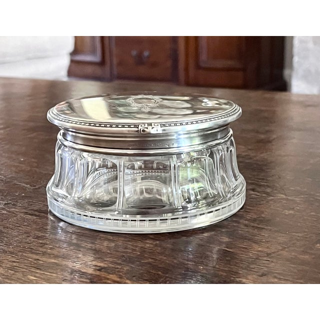 Gorham Manufacturing Company Antique Gorham Sterling Silver & Cut Glass Dresser Jar, Circa 1910 For Sale - Image 4 of 15