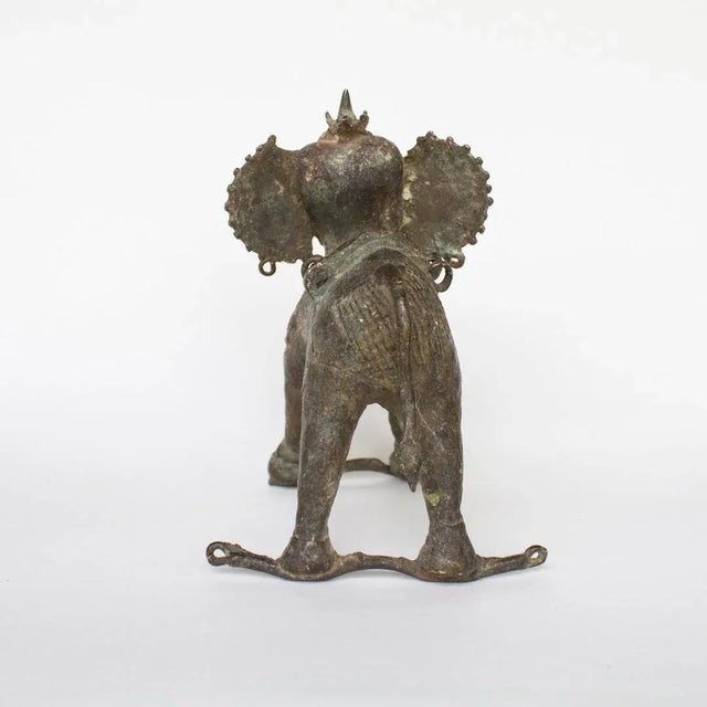 Metal Antique Bronze Elephant Toy Figurine From India For Sale - Image 7 of 8
