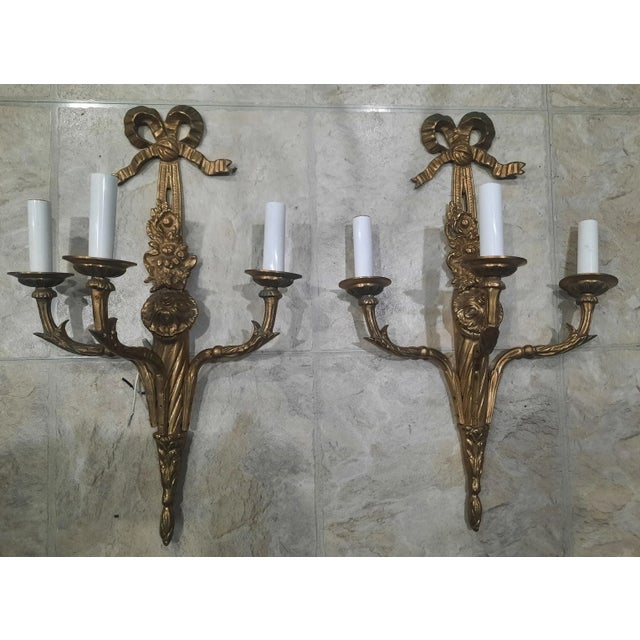 Pair of French Empire Gilt Bronze Sconces, Circa 1890s For Sale - Image 9 of 9