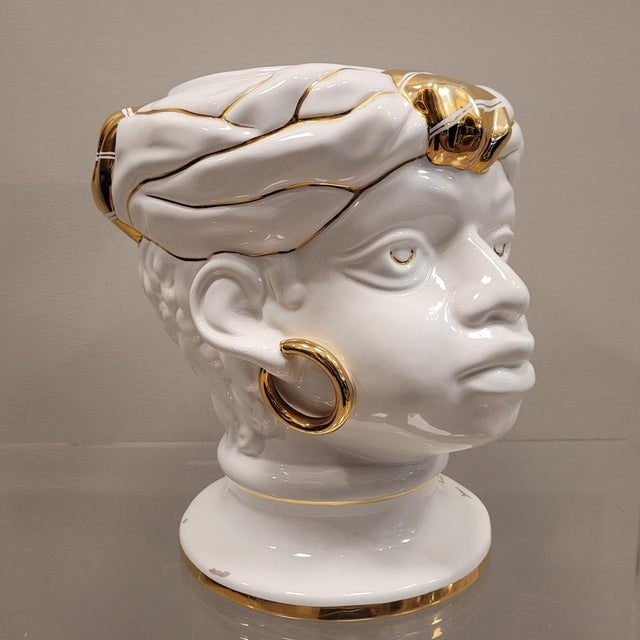 Sicilian Ceramic Testa di Moro Head from Bonsan, Italy, 1990s For Sale - Image 6 of 15