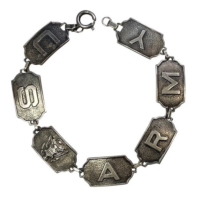 1940s Wwii Sterling Silver Us Army Link Bracelet For Sale