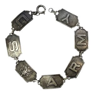 1940s Wwii Sterling Silver Us Army Link Bracelet