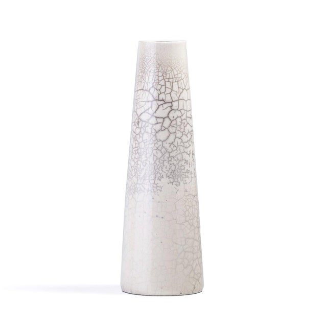 Japanese Modern White Crackle Raku Vase from Laab Milano For Sale - Image 6 of 6