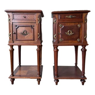 Pair of 19th Century Mahogany Marble-Top Side Tables For Sale