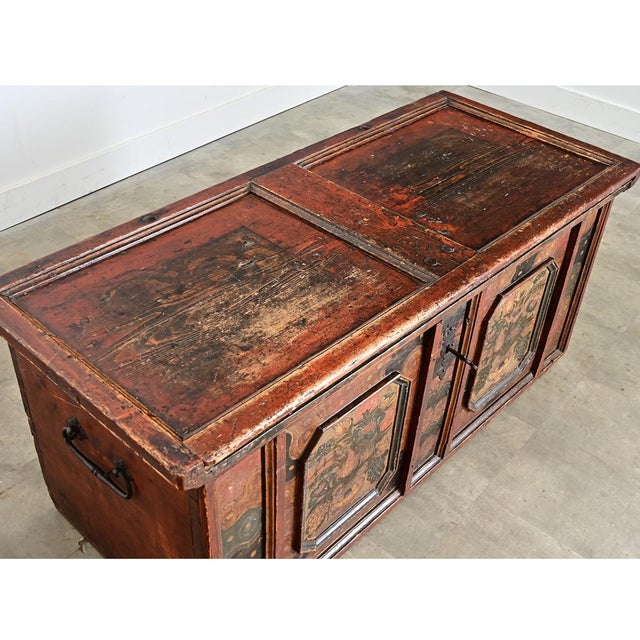 Swedish 18th Century Painted Chest-Trunk For Sale - Image 4 of 17