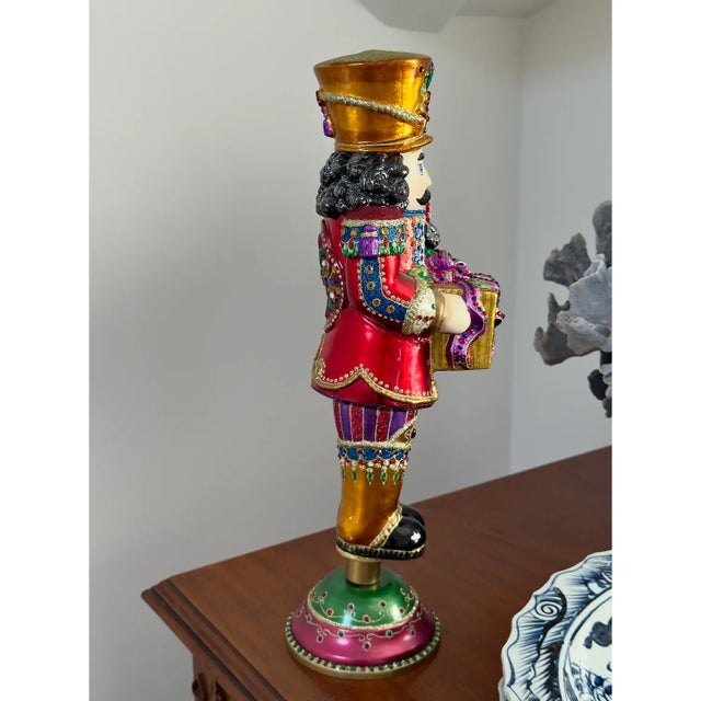 Large Rare Collectible Jay Strongwater Collectible Jewel Nutcracker Tree Topper With Stand For Sale In Los Angeles - Image 6 of 11