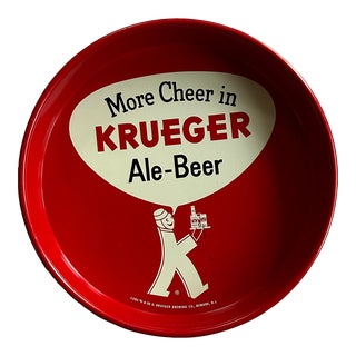 Mid-Century Red Krueger Beer Tray For Sale