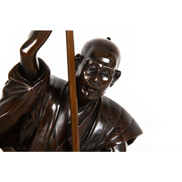 Metal A Fine Japanese Meiji Period Antique Bronze Sculpture of a Samurai Warrior For Sale - Image 7 of 18