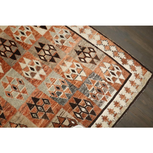 Vintage Zabihi Collection Geometric Persian Square Gabbeh Rug For Sale In New York - Image 6 of 9