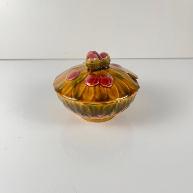 Cherry Slipware Sugar Bowl from Sarreguemines, 1970s For Sale - Image 10 of 10