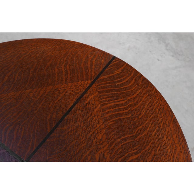 1920s Art Deco Oak Side Table with Sculptural Base and Geometric Top, 1920 For Sale - Image 5 of 11