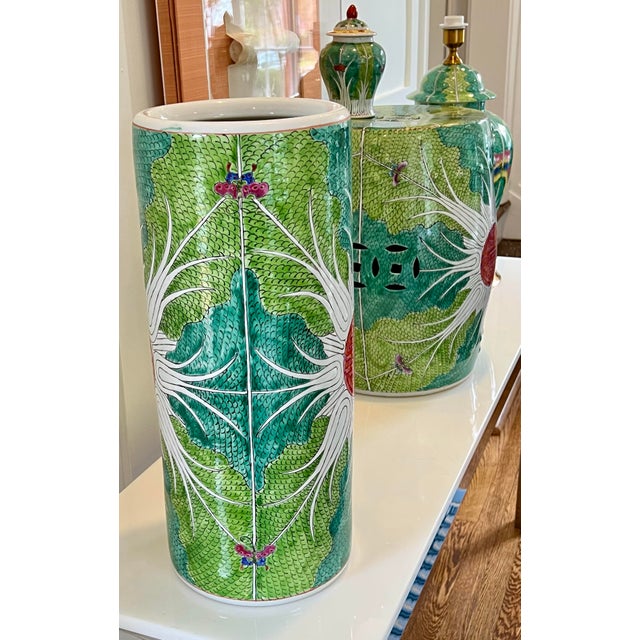 Green Chinese Bok Choy Hand Painted Garden Stool – Famille Verte Jingdezhen Porcelain For Sale - Image 8 of 12