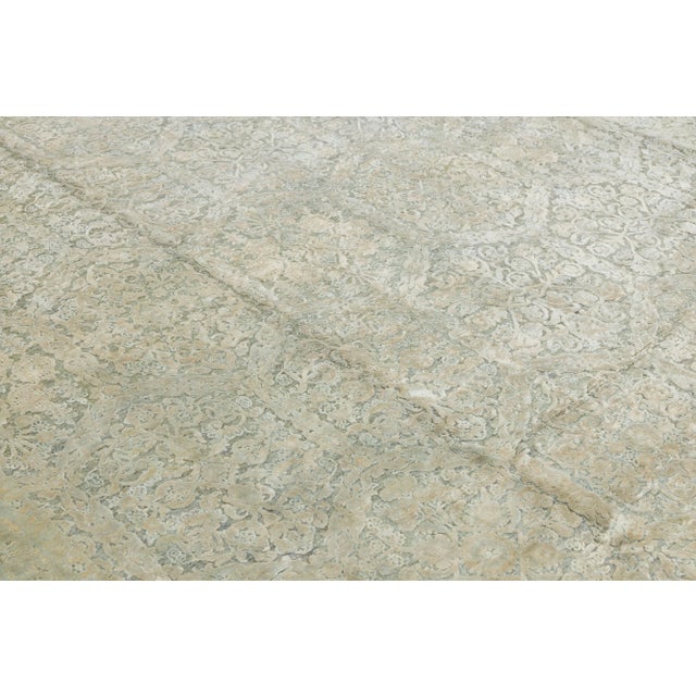 Transitional Beige Handmade Wool and Silk Rug With Allover Design For Sale - Image 10 of 10