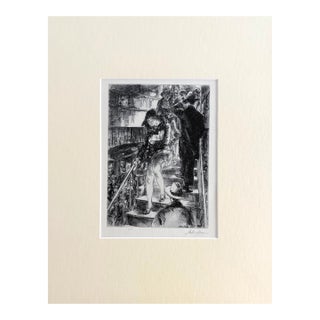 Vintage 1939 Print in 11x14 Mat: John Sloan "Subway Stairs", Ready to Frame EUC For Sale