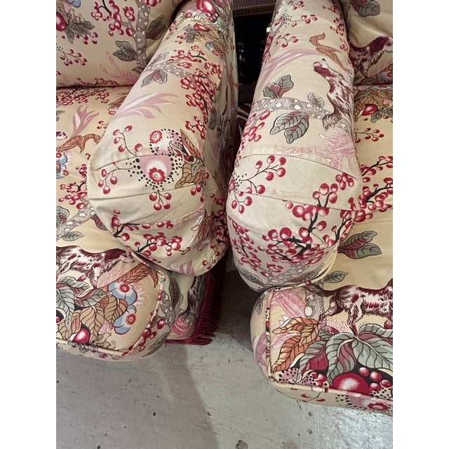 Cream Chintz Upholstered Club Chairs- A Pair For Sale - Image 8 of 17