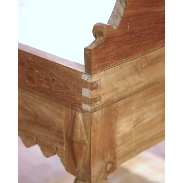 Mid-Century French Beech Butcher’s Block With Marble Top and Agricultural Plaque For Sale - Image 12 of 12
