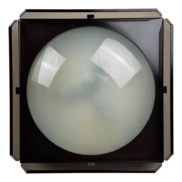 Smoked Glass Wall Lamp by Veca, 1970s For Sale